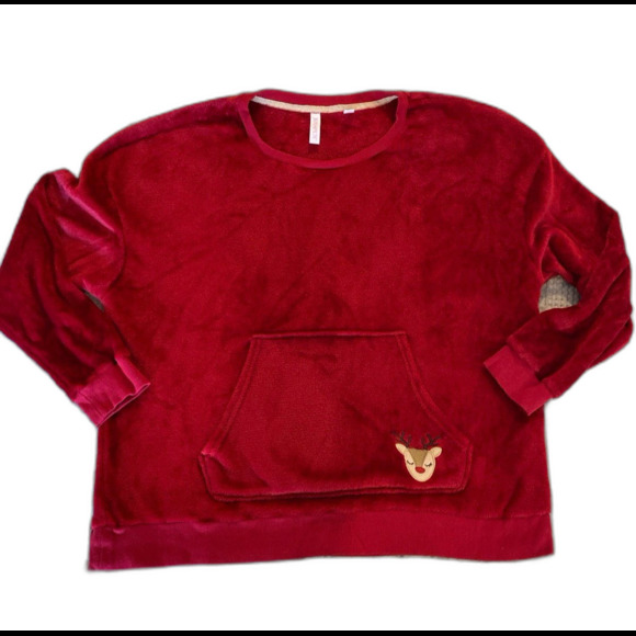 Joy spun Velour Top or Pajamas Plus Size  XL Christmas Red Rudolph Reindeer SOFT - Picture 1 of 12